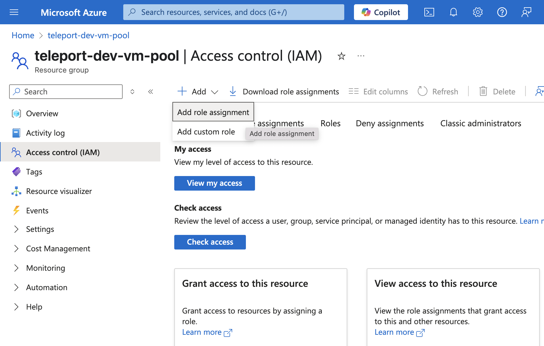 Entra ID resource group IAM