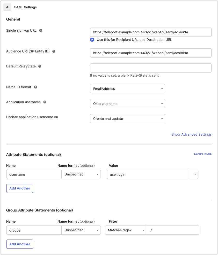 Configuring an Okta application