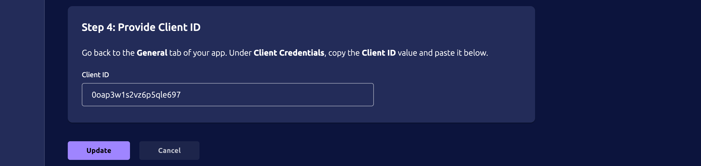 Okta Enrollment: User sync - Step 3 client
ID